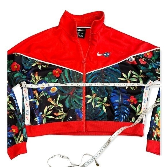 Nike Womens‎ sportswear tropical cropped crimson jacket size L - Picture 3 of 8